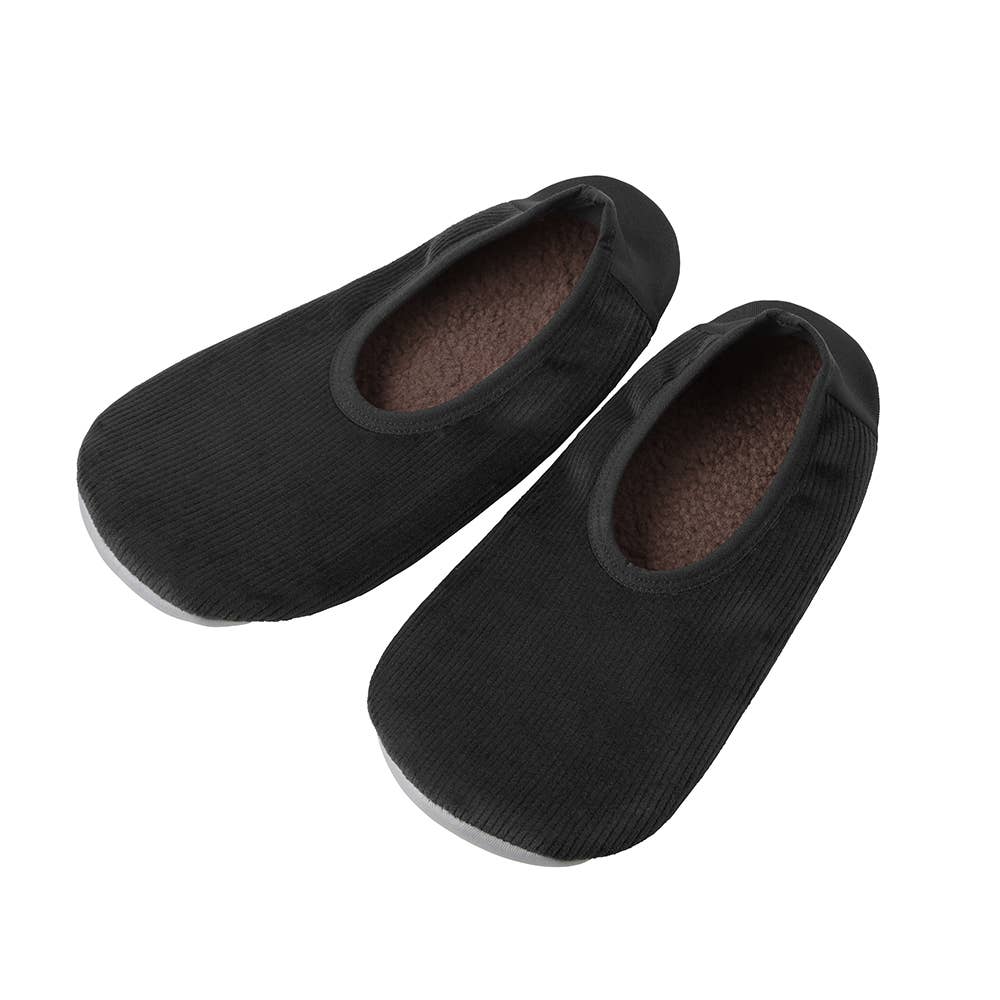 【内側ボア・コーデュロイ】おうちスリッポン【くつしたの日対象】 AUY202 ブラック