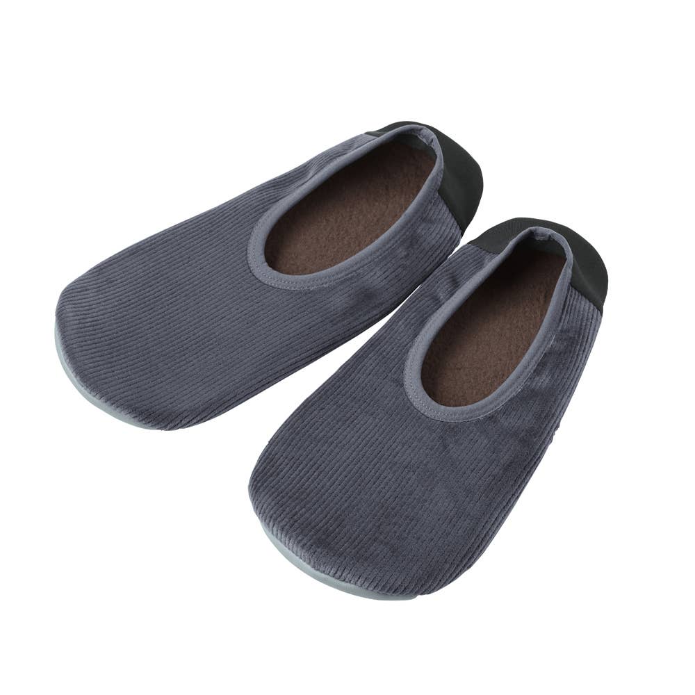 【内側ボア・コーデュロイ】おうちスリッポン【くつしたの日対象】 AUY202 ダークグレー