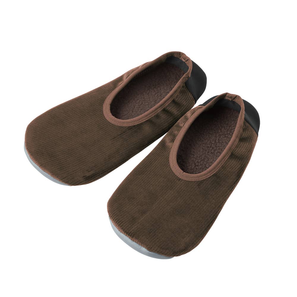 【内側ボア・コーデュロイ】おうちスリッポン【くつしたの日対象】 AUY202 ダークブラウン