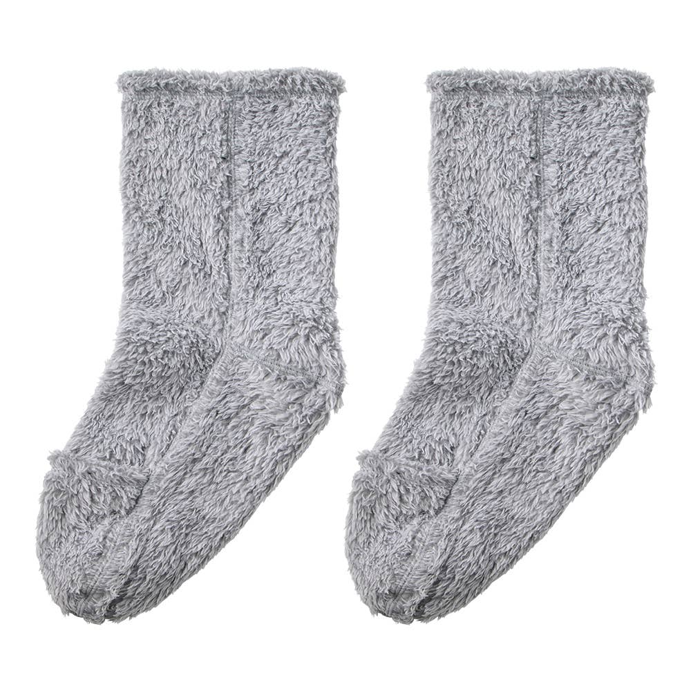 【おやすみ】2wayつま先開閉ソックス ボア（メンズ） AUY331 モクグレー