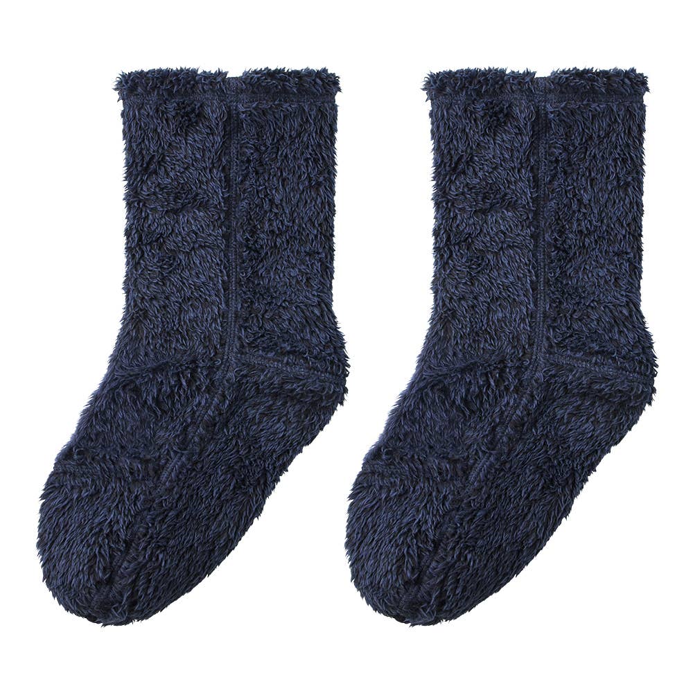 【おやすみ】2wayつま先開閉ソックス ボア（メンズ） AUY331 ネービー