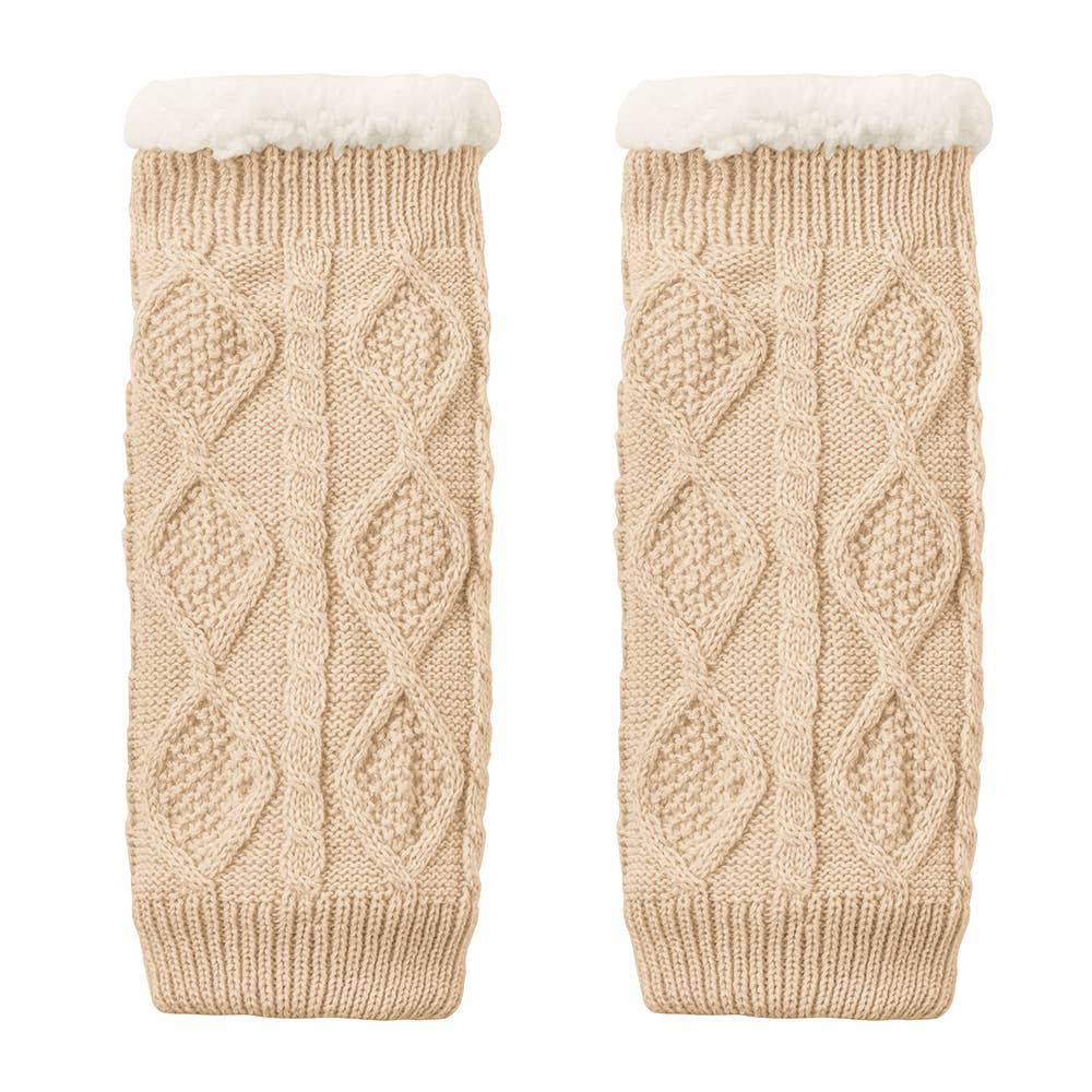 【極厚・内側ボア】レッグウォーマー ケーブル柄 AUY644 オフホワイト