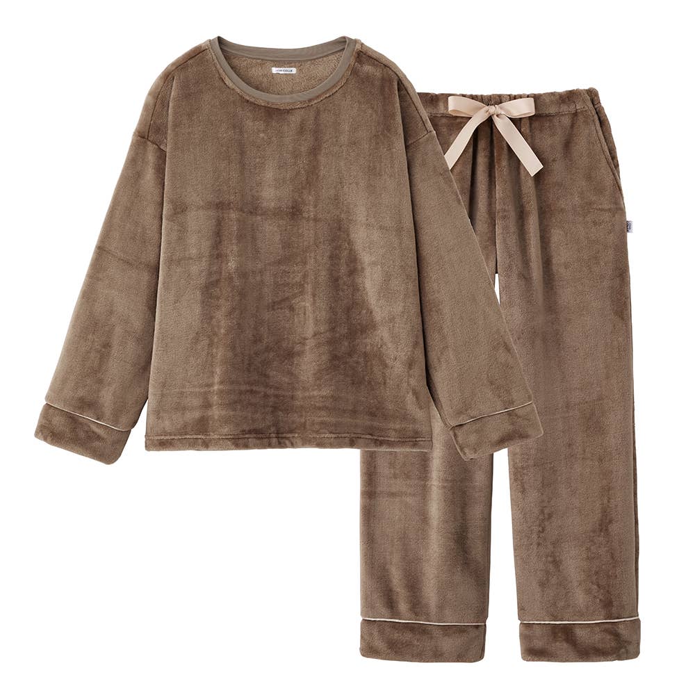 【ドロップショルダー】ルームウェア フリース AUY904 ブラウン