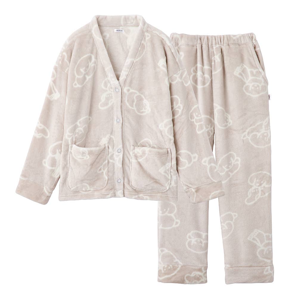 【てらおかなつみコラボ】たれみみ犬ふわふわルームウェア AUY981 ミディアムグレー