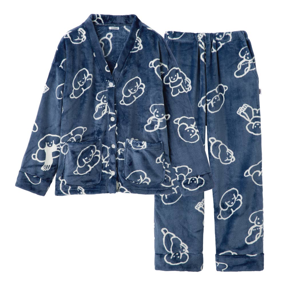 【てらおかなつみコラボ】たれみみ犬ふわふわルームウェア AUY981 ネービー