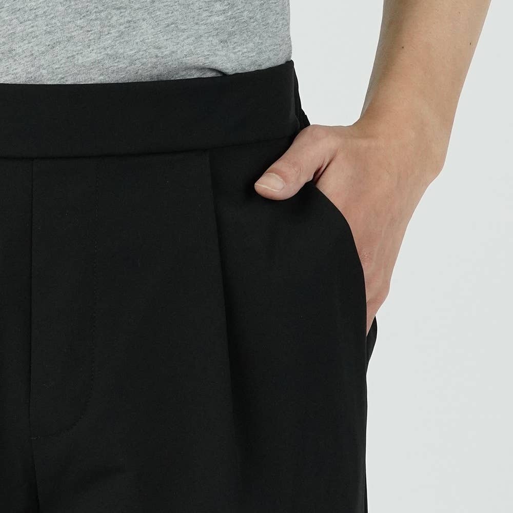 軽量速乾タックテーパードストレッチパンツ メンズ M ブラック メンズ