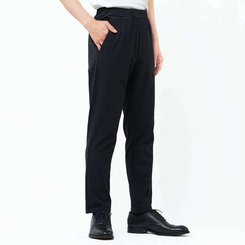 裏起毛 ウールライクストライプ柄パンツ メンズ q7 メンズ アウターパンツ