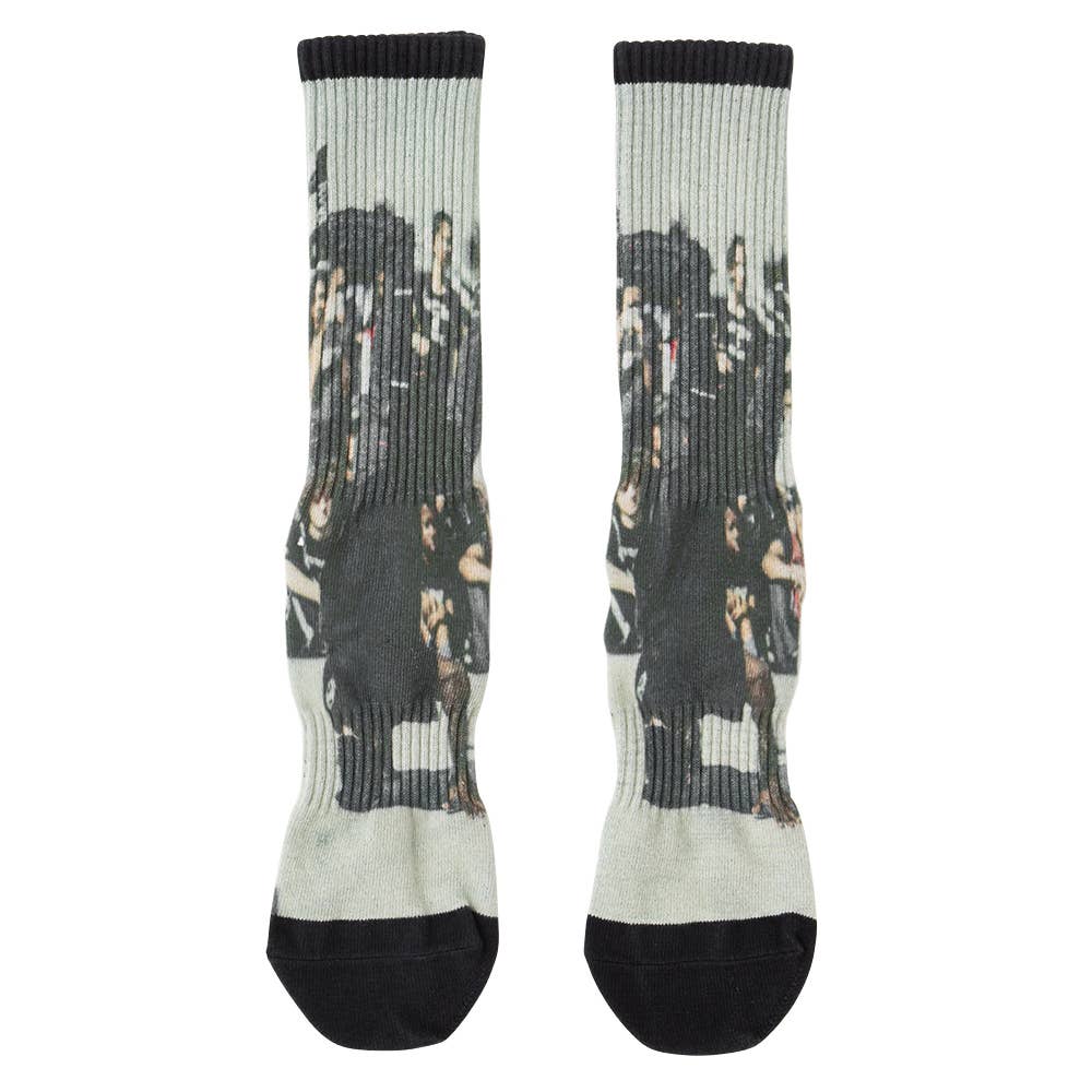 【360°プリントA柄】クルー丈サポートソックス BDR011A ブラック