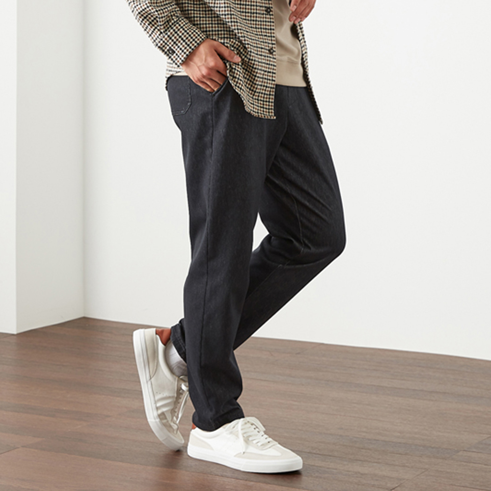 テーパード・裏起毛】デニム風ストレッチパンツ BDS128 :メンズ  