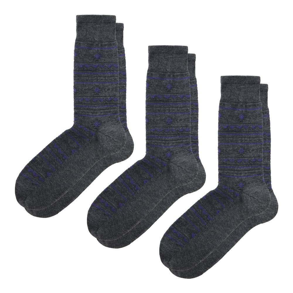【ネット限定お得3足セット】ナバホ柄ソックス【SALE】 BDW886 グレー