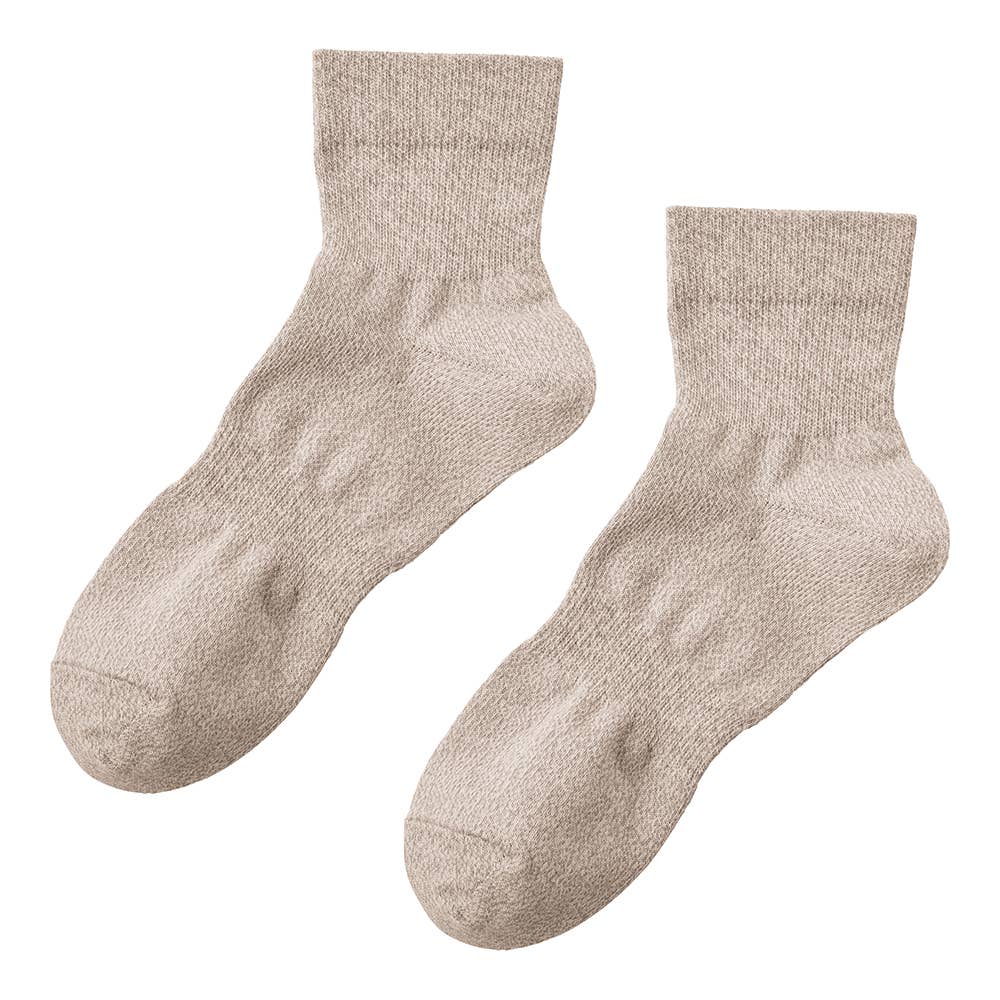 【ネット限定お得３足セット】ショート丈ソックス 杢調 BDY807 モクベージュ