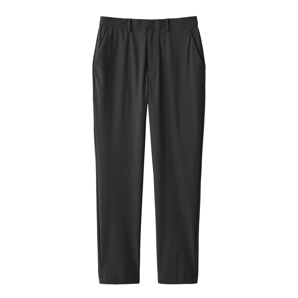 【ナイロンストレッチ】テーパードパンツ ファスナー＆ベルトループ付き BDZ155 ブラック