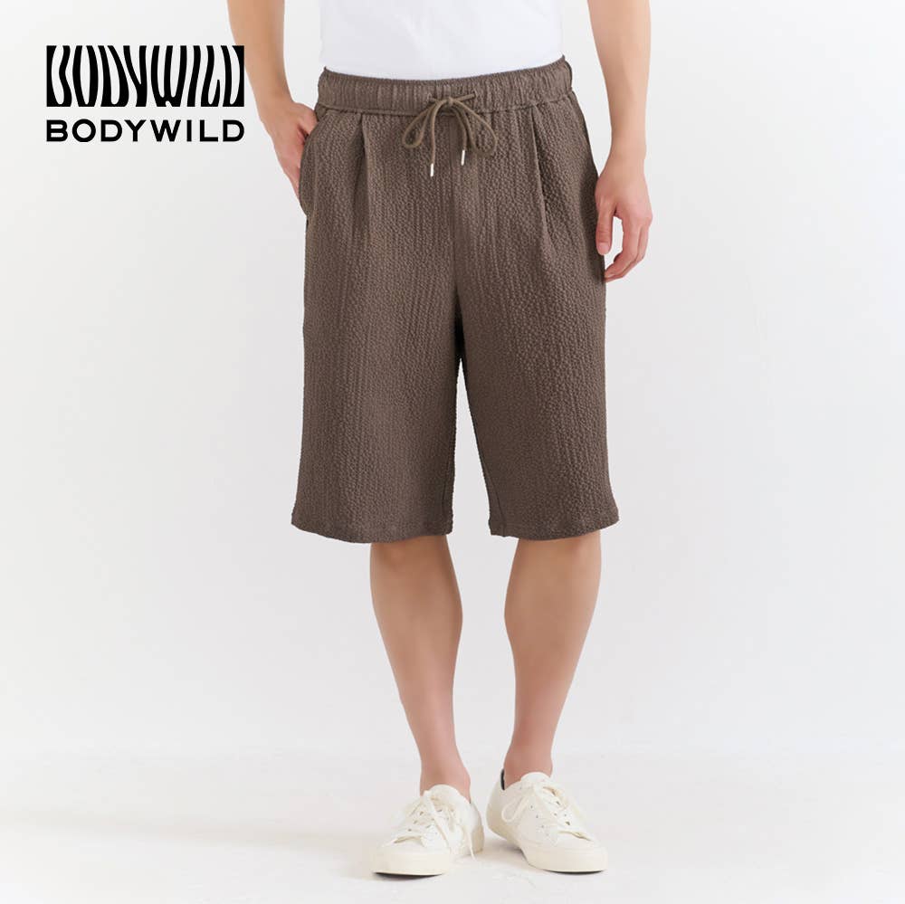 【ライトストレッチ】タックワイドハーフパンツ