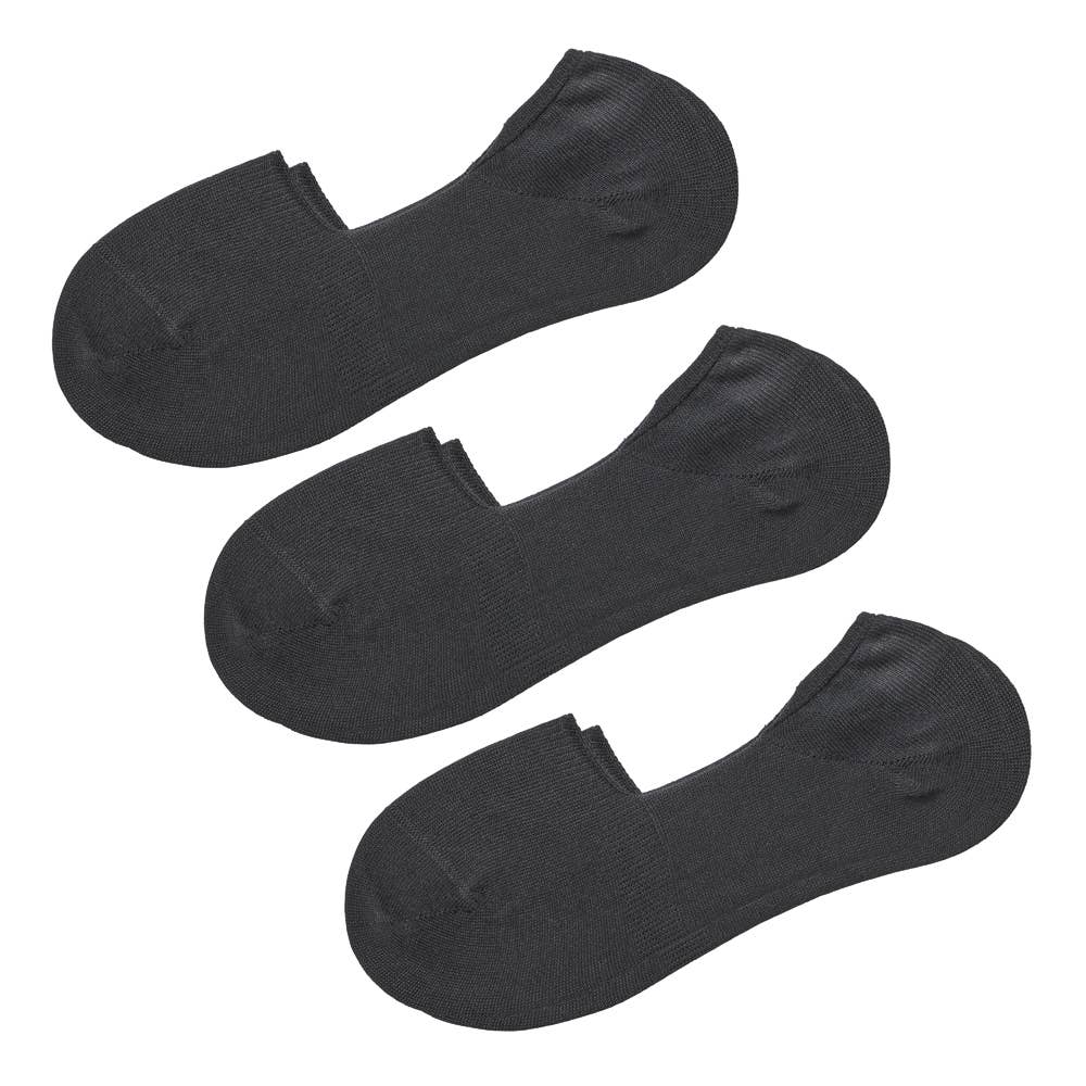 【ネット限定３足セット】フットカバー 深履き 滑り止めノンシリコン BDZ811 ブラック