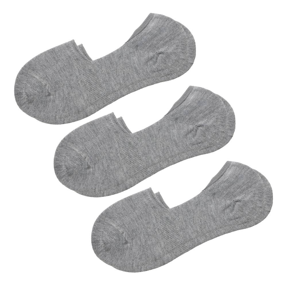 【ネット限定３足セット】フットカバー 深履き 滑り止めノンシリコン BDZ811 グレー