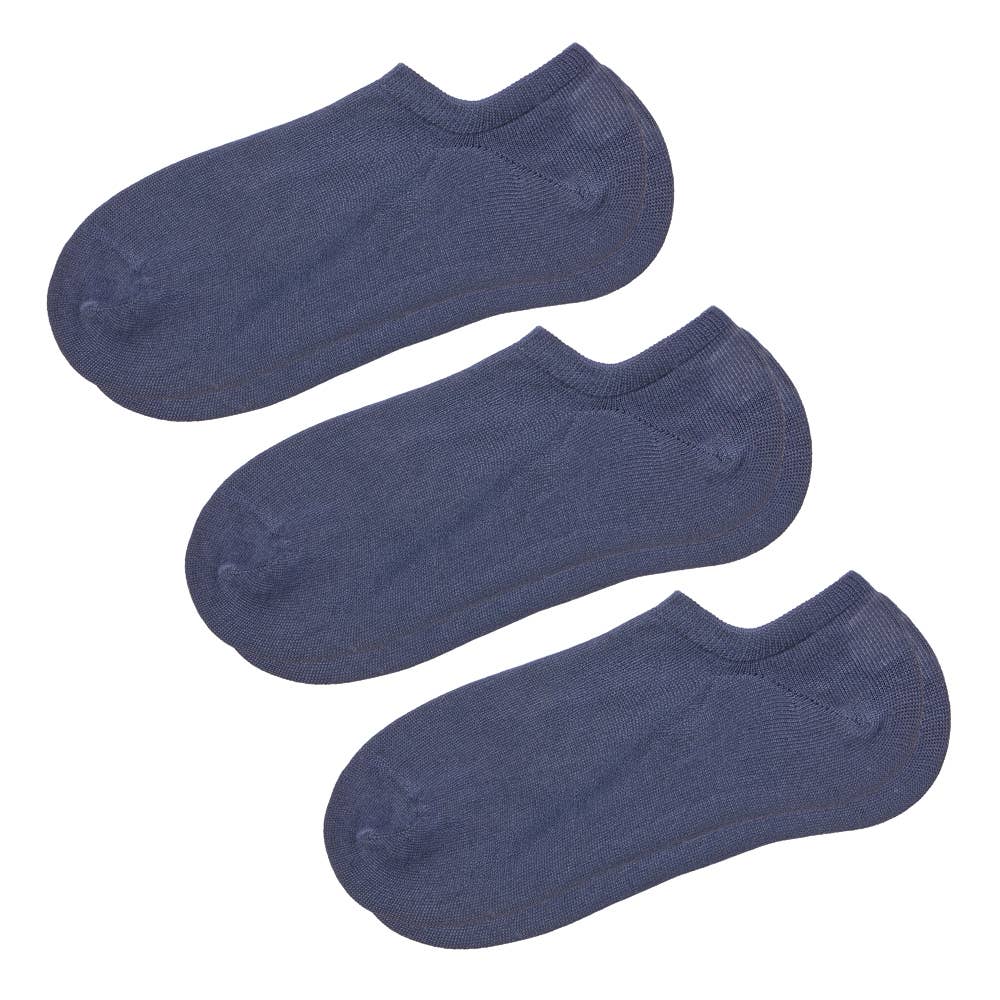 【ネット限定３足セット】フットカバー 超深履き 滑り止めノンシリコン BDZ812 インディゴ