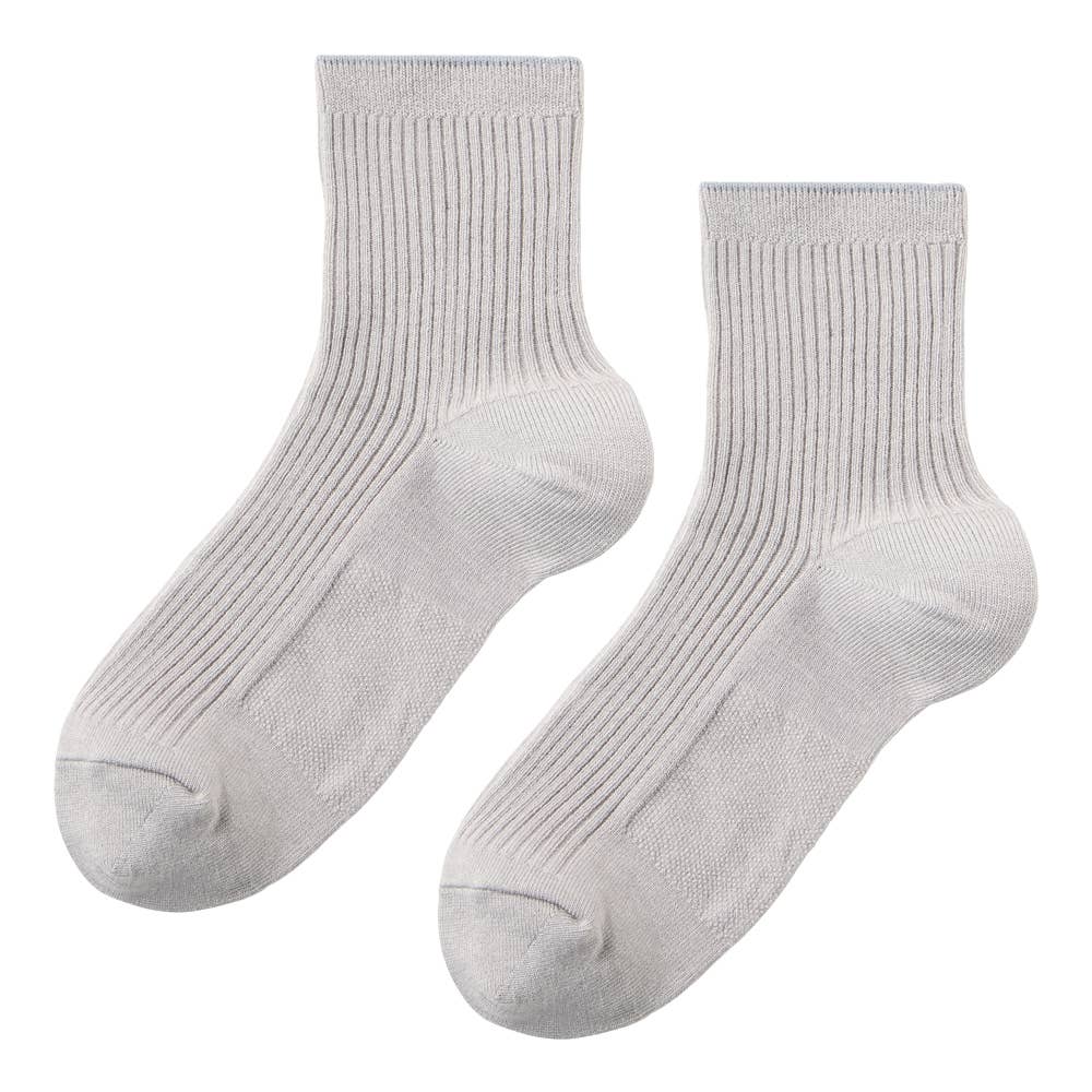 【W冷感】リブ柄ソックス　2足組【SALE】 CGX511 ライトグレー