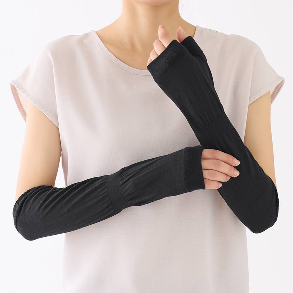 【W冷感】アームカバー 35cm丈 CGX751 ブラック