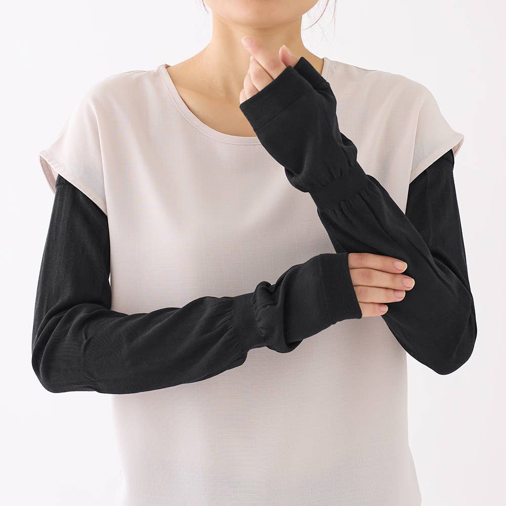 【W冷感】アームカバー 60cm丈 CGX761 ブラック