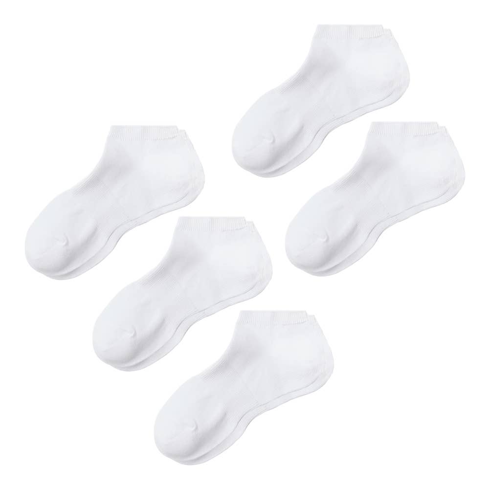 ネット限定5足組【スクール・男女兼用】ソックス スニーカー丈 FE0971 ホワイト
