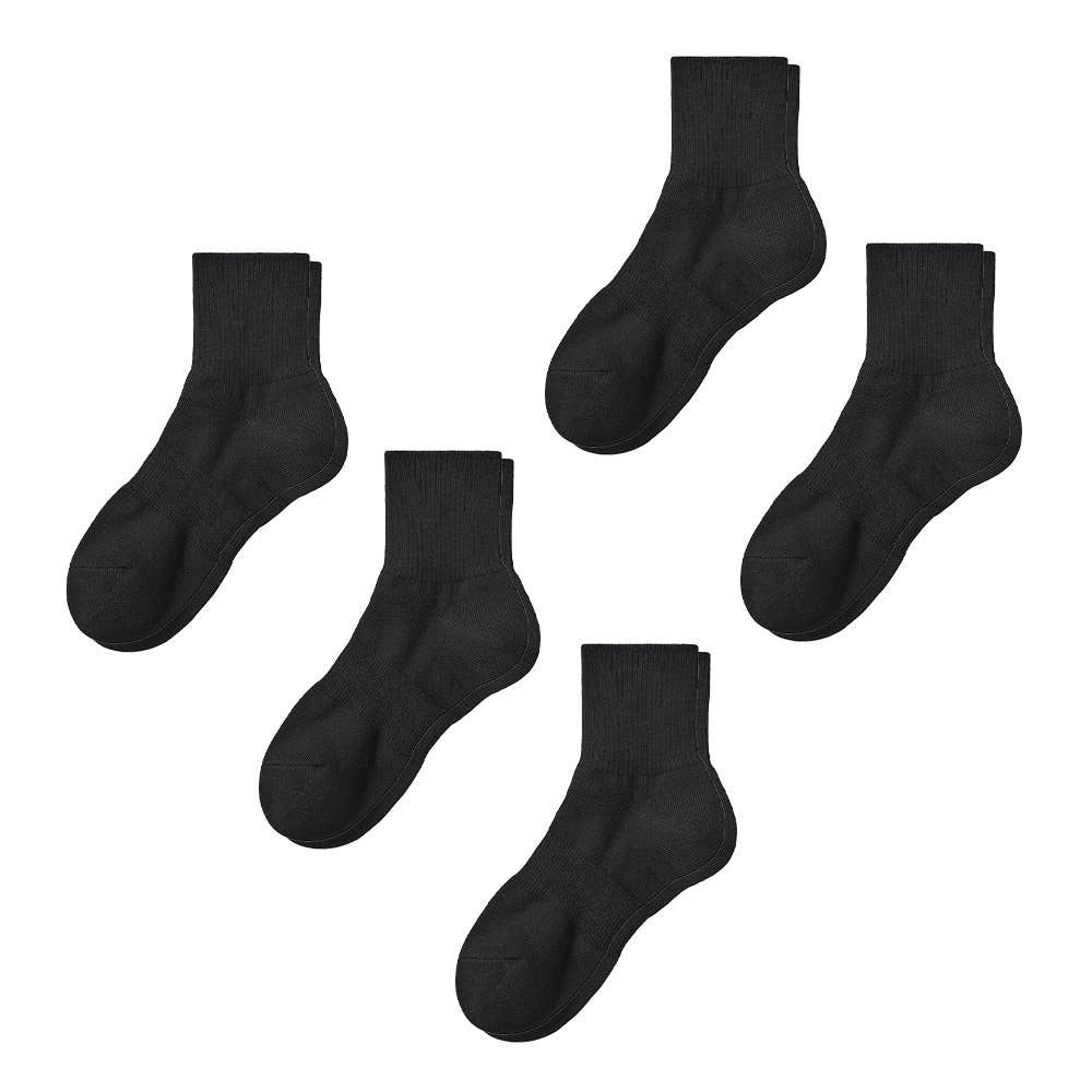 ネット限定5足組【スクール・男女兼用】ソックス ショート丈 FE0972 ブラック