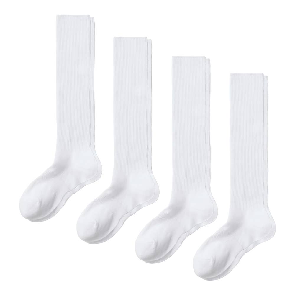 ネット限定4足組【スクール・男女兼用】ハイソックス FE0973 ホワイト