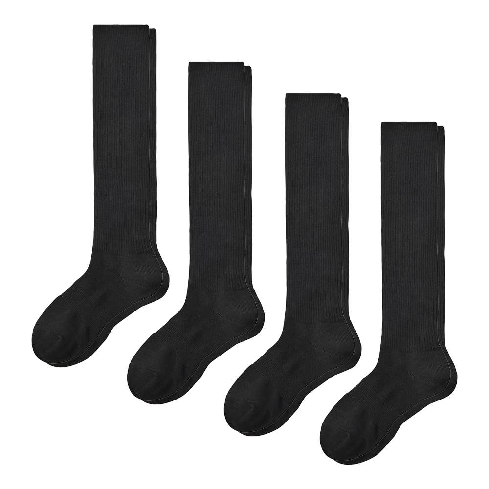 ネット限定4足組【スクール・男女兼用】ハイソックス FE0973 ブラック