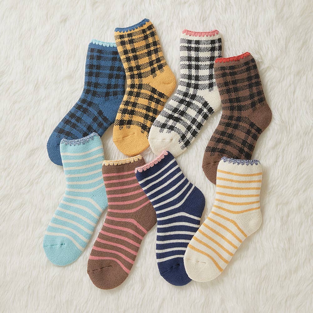 ネット限定お得福袋【ふんわり裏起毛ルームソックス】おまかせ8足セット FLG24L23 セットカラー１