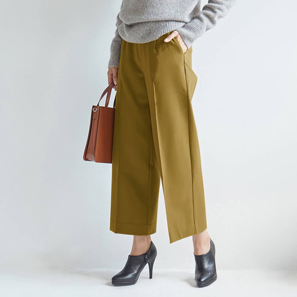 【ワイド・裏起毛】美脚パンツ【SALE】 FTUL15 オリーブ