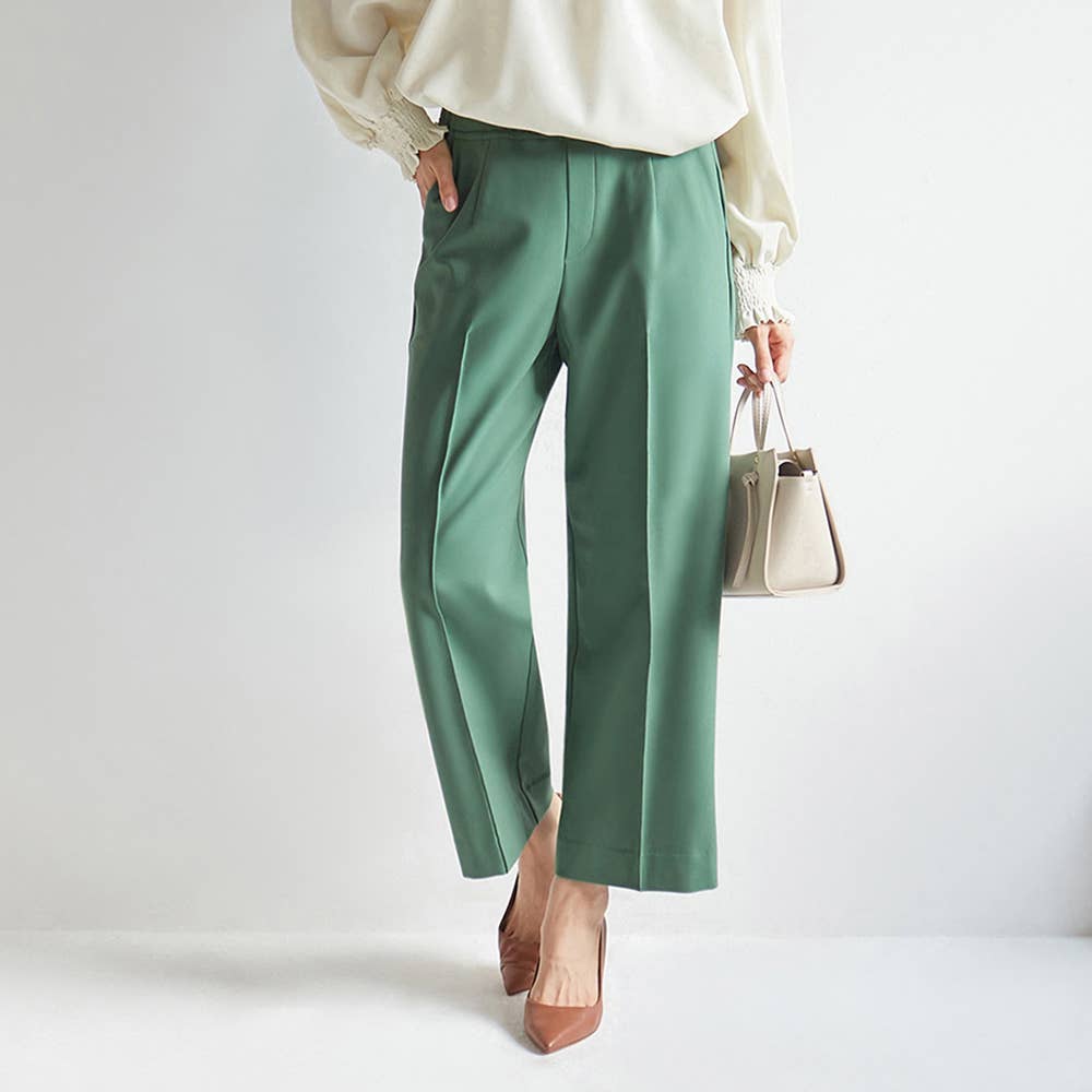 【ワイド・裏起毛】美脚パンツ【SALE】 FTUL15 モスグリーン