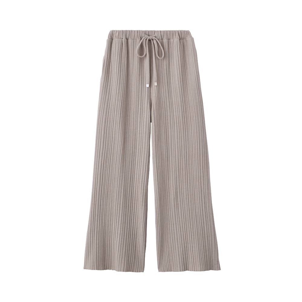 【ワイド】ベルベット調プリーツパンツ【SALE】 FTYL28 グレー
