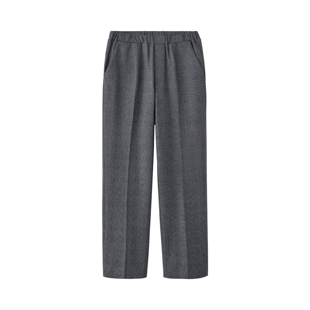 【ストレート】チェック柄2WAYストレッチ ニットパンツ FTYL36 ダークグレー