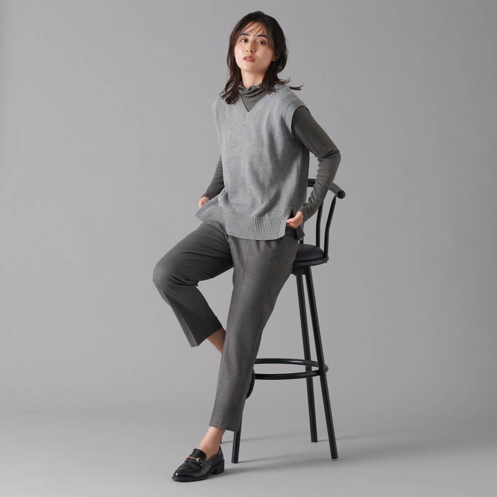 【ストレート】チェック柄2WAYストレッチ ニットパンツ FTYL36