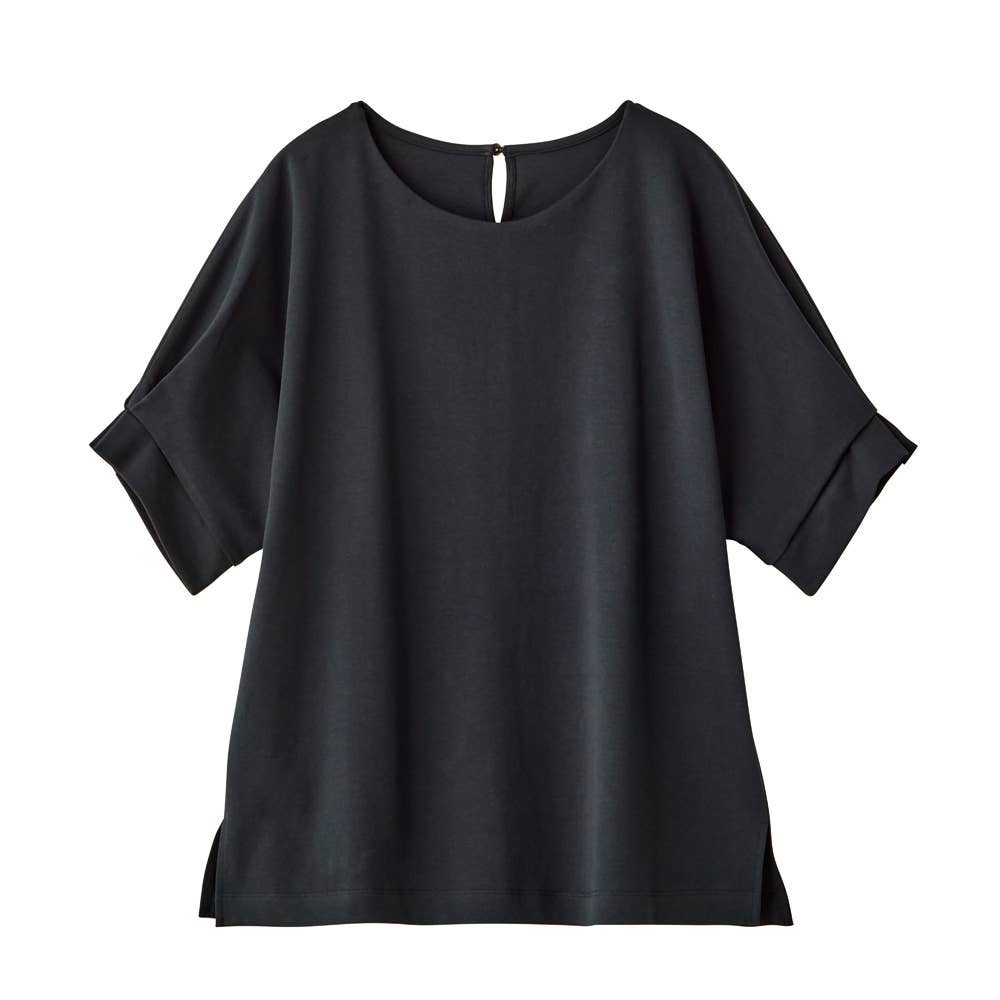 [100% Cotton] Sleeve Tuck Cut and Sew Top GDZ605 Black