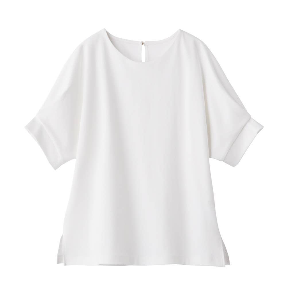 [100% Cotton] Sleeve Tuck Cut and Sew Top GDZ605 Off-White
