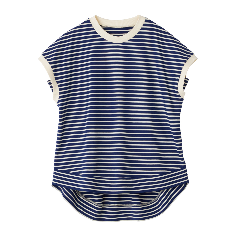 [Cotton Blend] Striped Sleeveless Top GDZ606 Navy
