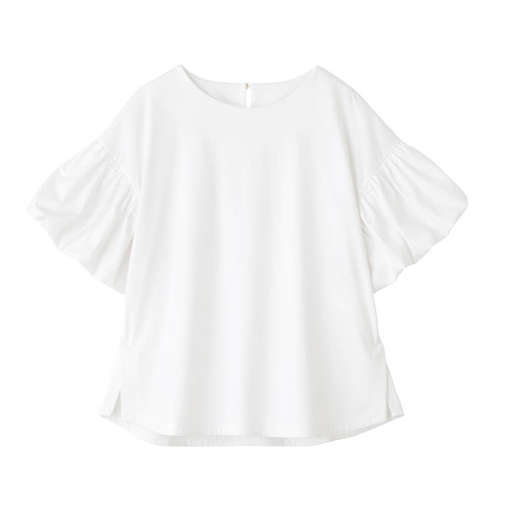 【綿レーヨン】半袖パフスリーブカットソー GDZ608 オフホワイト