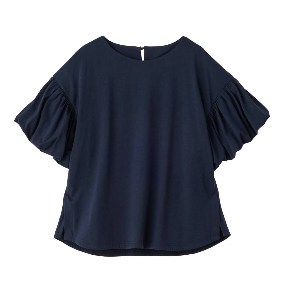 【綿レーヨン】半袖パフスリーブカットソー GDZ608 ネービー