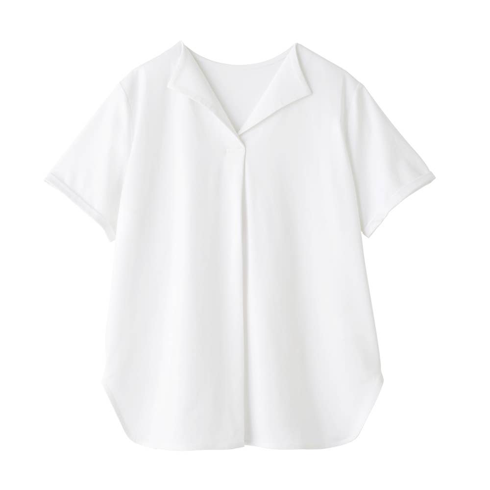 【綿レーヨン】Vネック半袖シャツ GDZ611 オフホワイト