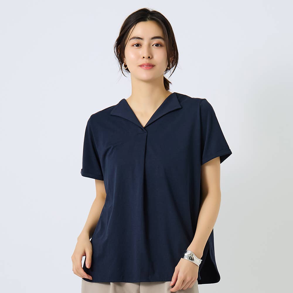 【綿レーヨン】Vネック半袖シャツ GDZ611 E2