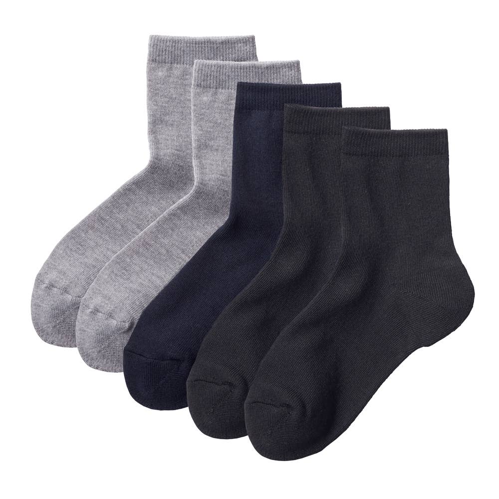 【G221】レディース綿混ソックス　クルー丈（５足組） GM0501 Aアソート