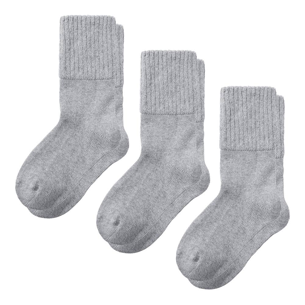 【ネット限定お得3足セット】クルー丈 綿高混率ソックス【SALE】 GQX301 グレー