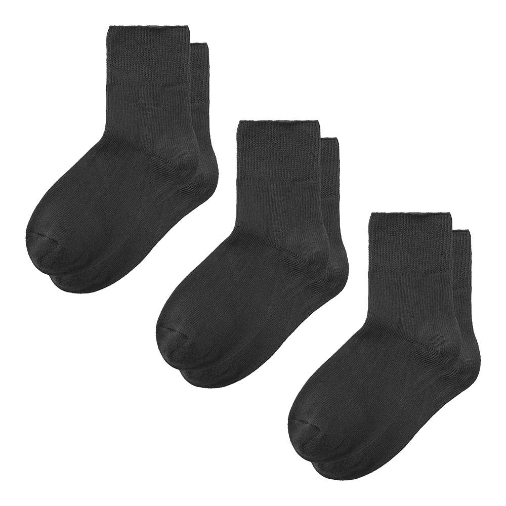 【ネット限定お得3足セット】ミドル丈 綿高混率ソックス【SALE】 GQX302 ブラック