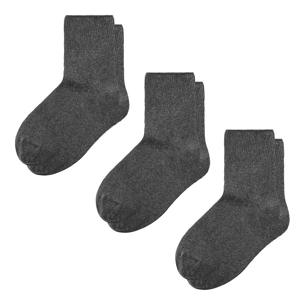 【ネット限定お得3足セット】ミドル丈 綿高混率ソックス【SALE】 GQX302 チャコールグレー