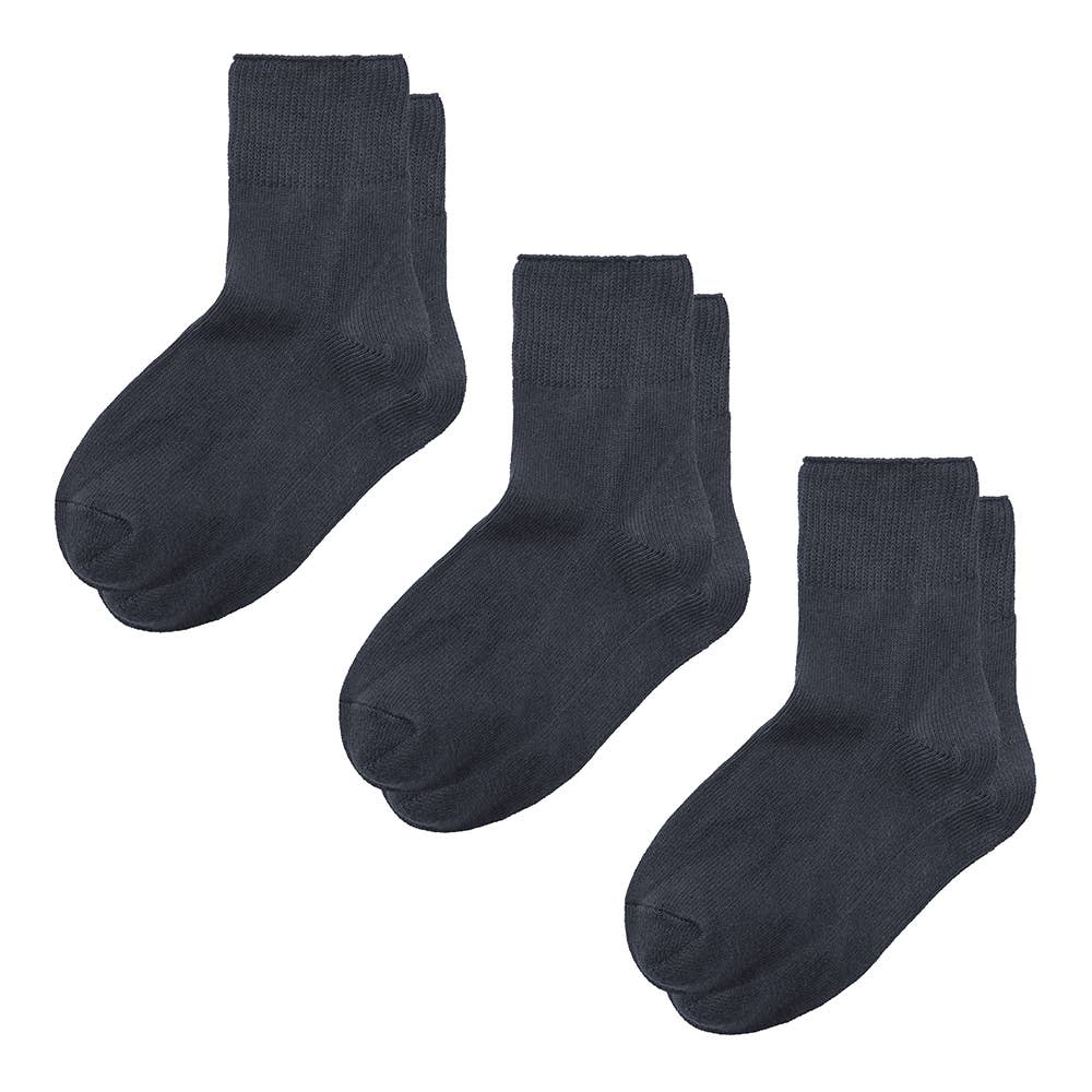【ネット限定お得3足セット】ミドル丈 綿高混率ソックス【SALE】 GQX302 ネービー