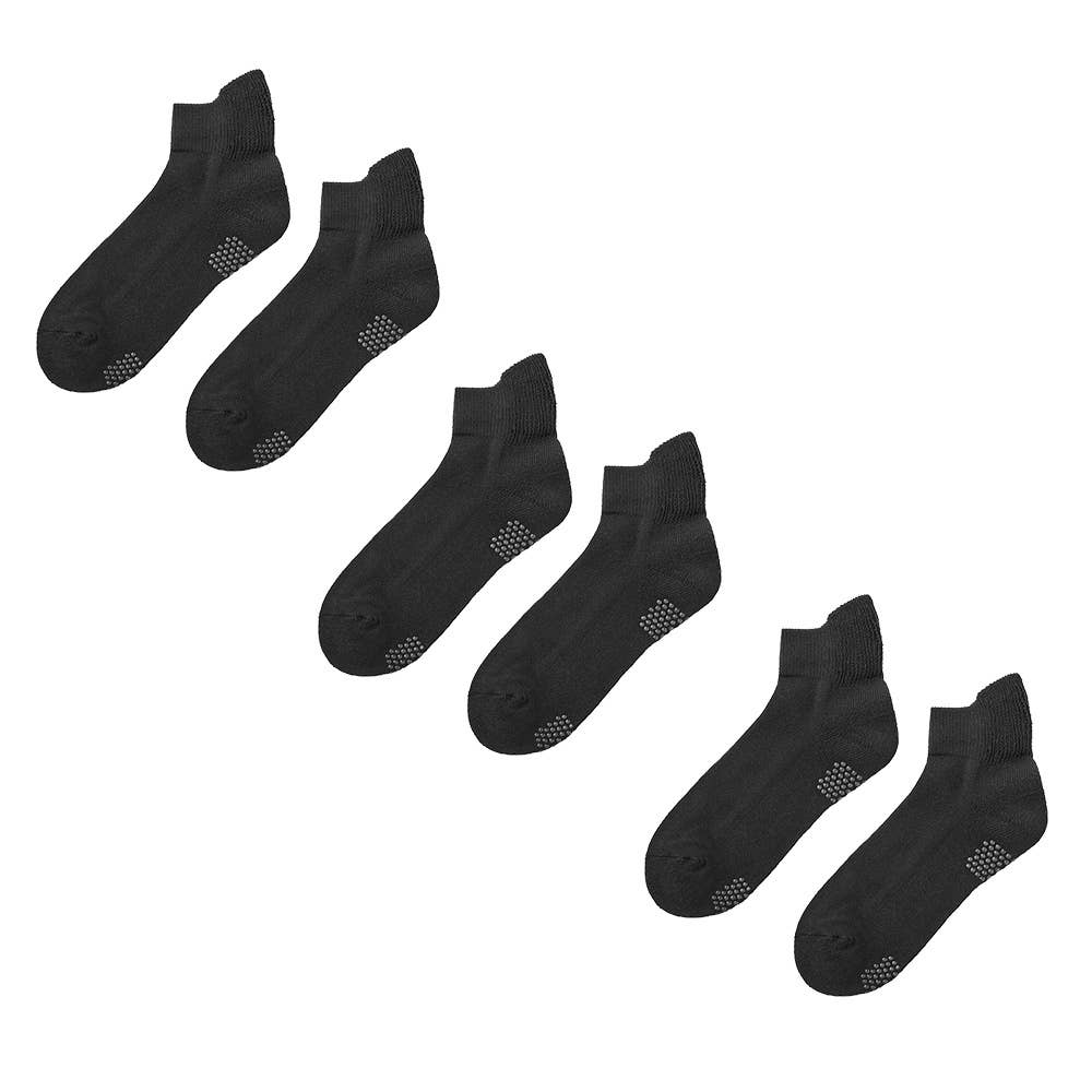 【ネット限定お得3足セット】ショート丈 足底パイルソックス【SALE】 GQX351 ブラック