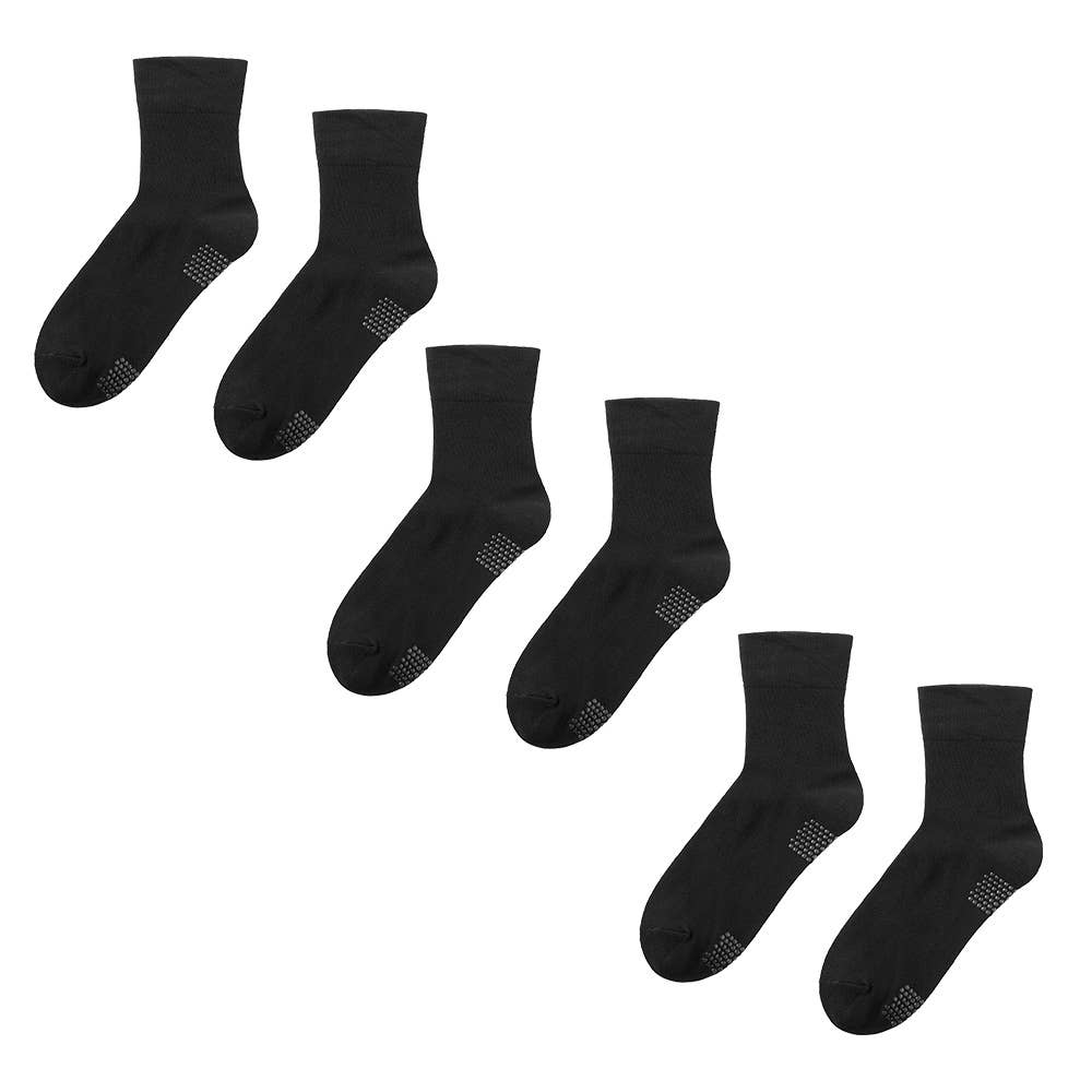 【ネット限定お得3足セット】ショート丈 口ゴム無しソックス【SALE】 GQX352 ブラック