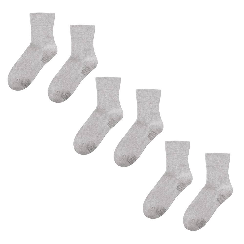 【ネット限定お得3足セット】ショート丈 口ゴム無しソックス【SALE】 GQX352 モクグレー