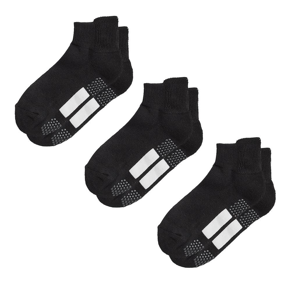 ネット限定3足セット【シニア向け】足底パイルゆったり靴下 GQY751 ブラック