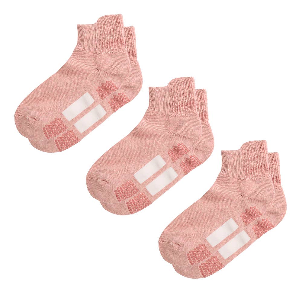 ネット限定3足セット【シニア向け】足底パイルゆったり靴下 GQY751 モクピンク